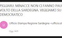 minacce con proiettile a pigliaru grazie a tutti andiamo avanti