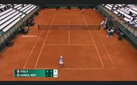 davis italia subito sul 2 0 in un clima surreale successi di fognini e mager