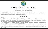 mater olbia al via i tamponi scatta l ordinanza del sindaco nizzi