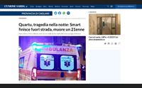 quartu fuori strada con la smart muore un giovane di 21 anni