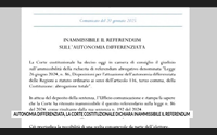 autonomia differenziata la corte costituzionale dichiara inammissibile il referendum