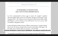 autonomia differenziata consulta blocca referendum ora sardegna valorizzi specialit