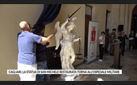 cagliari la statua di san michele restaurata torna all ospedale militare