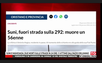 suni e mamoiada due morti sulle strade in 24 ore 5 vittime dall inizio dell anno