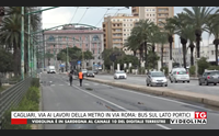 cagliari via ai lavori della metro in via roma bus sul lato portici