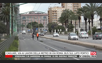 cagliari via ai lavori della metro in via roma bus sul lato portici