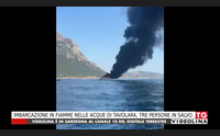 imbarcazione in fiamme nelle acque di tavolara tre persone in salvo